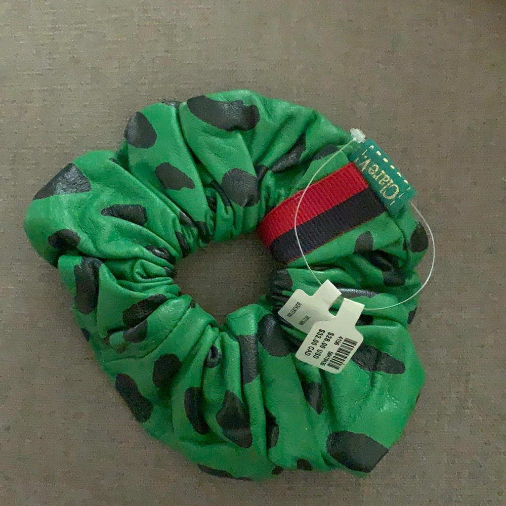 Anthropology Clare V green leather scrunchie